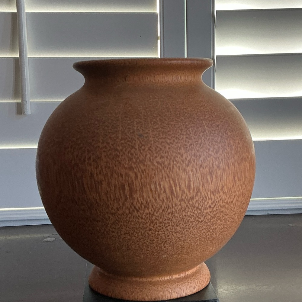 Hand Turned Rustic Coconut Wood Vase NOS